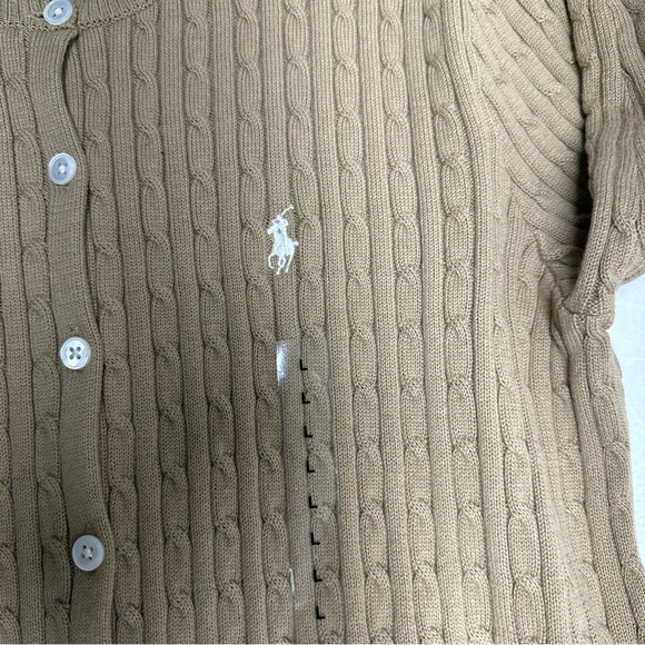 Ralph Lauren sport Tan Cable Knit Cardigan Sweater size L NWOT - Picture 8 of 9
